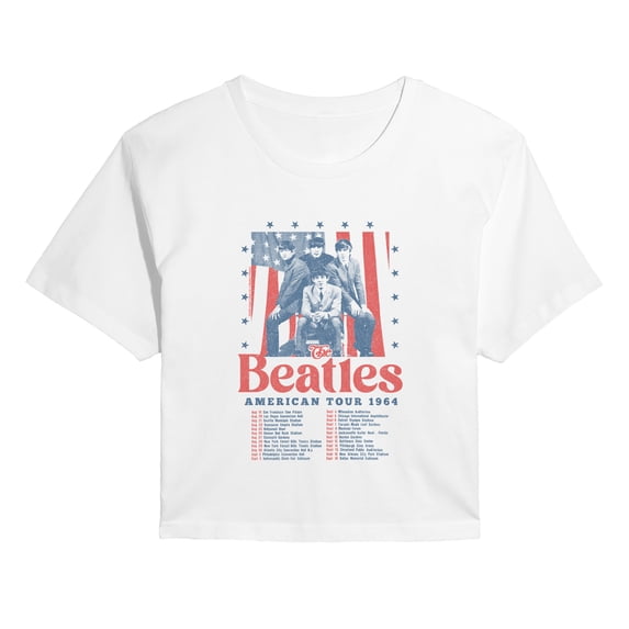 The Beatles - American Tour 1964 Tour Dates - Juniors Cropped Graphic T-Shirt