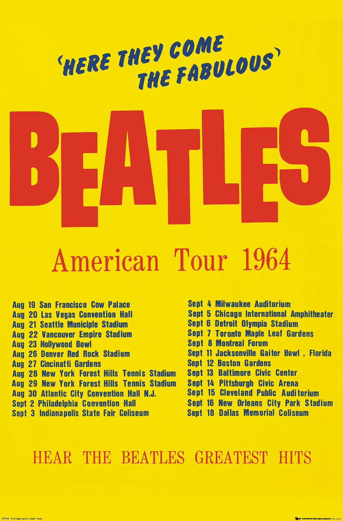 The Beatles - American Tour 1964 Wall Poster with Wooden Magnetic