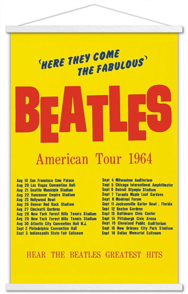 Beatles Poster ❺ The Beatles - American Tour 1964 Wall Poster with Wooden Magnetic