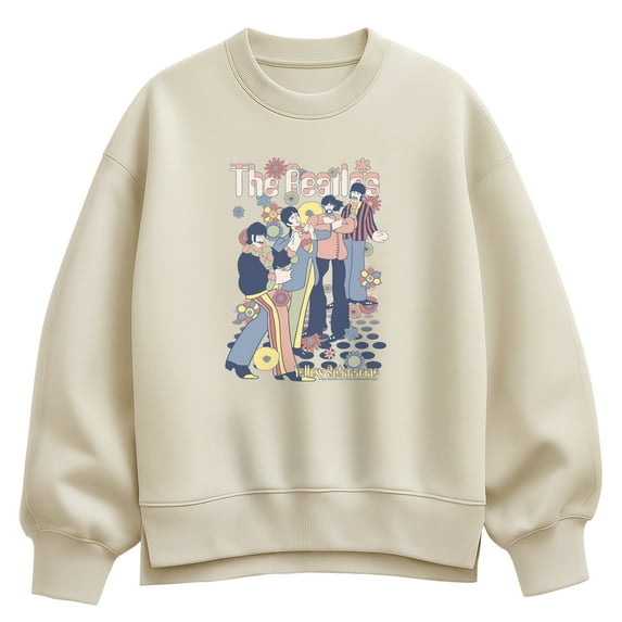 The Beatles - Beatles Yellow - Ladies Oversized Fleece Crew Sweatshirt Sweatshirt