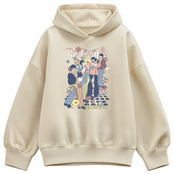 The Beatles - Beatles Yellow - Ladies Oversized Fleece Hoodie Sweatshirt
