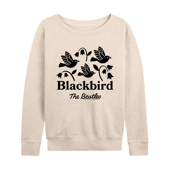 The Beatles - Blackbird Women's Lightweight French Terry Wide Neck Long Sleeve Graphic Shirt
