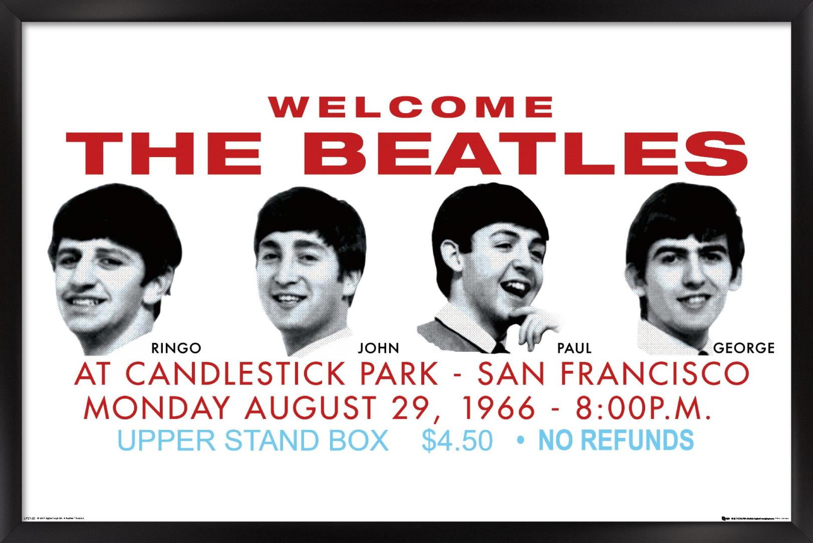 The Beatles Candlestick Park Landscape Wall Poster, 22.375" x 34", Framed