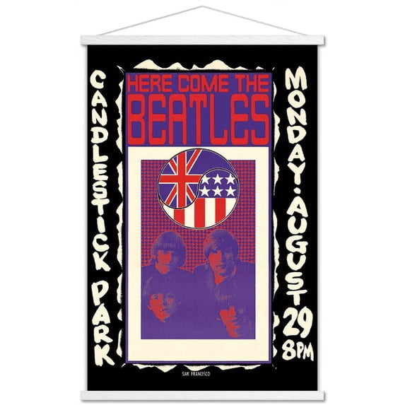 The Beatles - Candlestick Park Wall Poster with Wooden Magnetic Frame, 22.375" x 34"