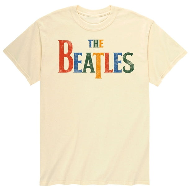 The Beatles Color Letters Logo Men s Short Sleeve Graphic T Shirt Size XL Beige