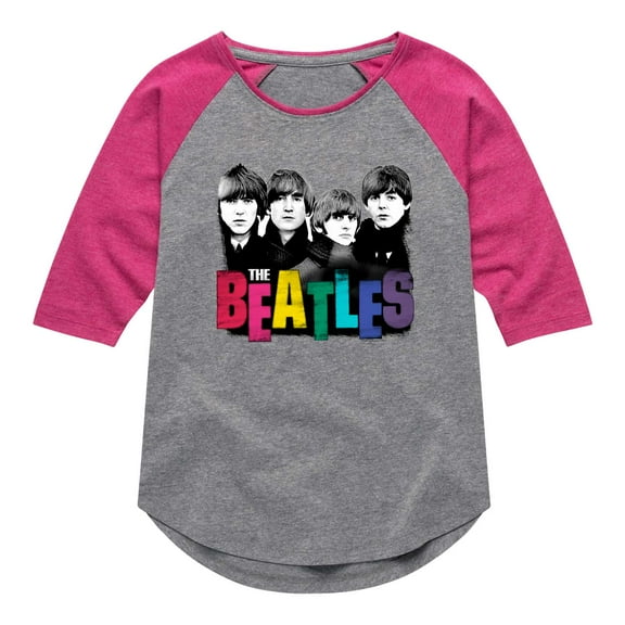 The Beatles - Colorful Letters - Girls Toddler And Youth Raglan