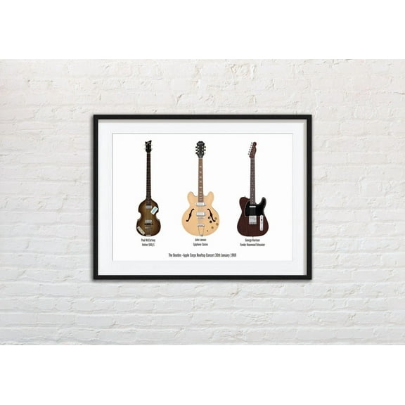 The Beatles Guitar, Get Back, The Beatles Wall Art, Epiphone Casino, Fender Telecaster, Hofner 5001, Gift for musician, Unframed Poster Size 8x12