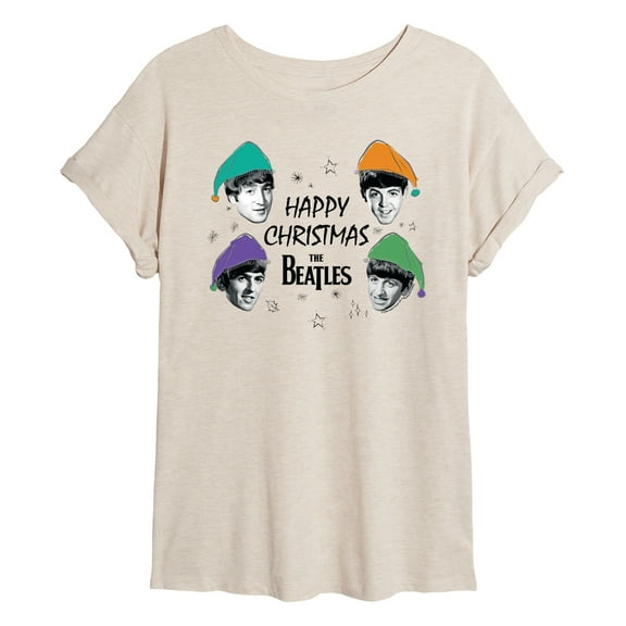 The Beatles - Happy Christmas - Women's Oversized Graphic T-Shirt