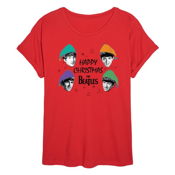 The Beatles - Happy Christmas - Women's Oversized Graphic T-Shirt