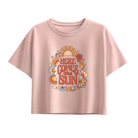 The Beatles - Here Comes The Sun Girls' Short Sleeve Boxy Graphic T-Shirt