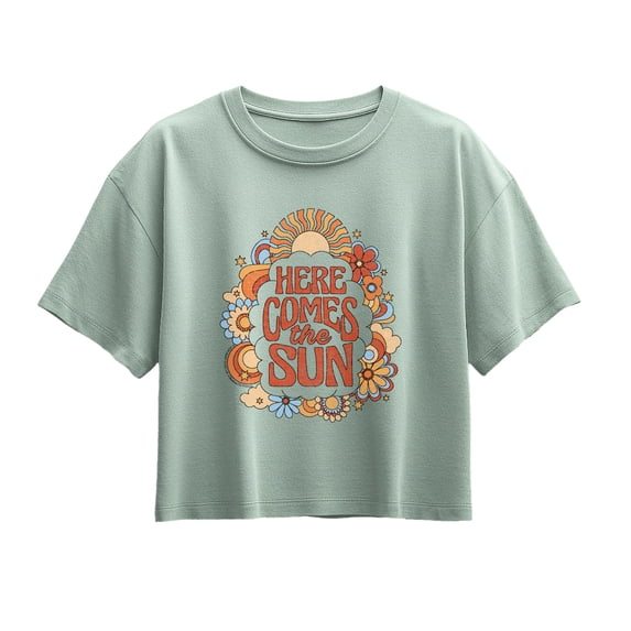 The Beatles - Here Comes The Sun Girls' Short Sleeve Boxy Graphic T-Shirt