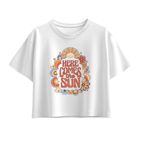 The Beatles - Here Comes The Sun Girls' Short Sleeve Boxy Graphic T-Shirt