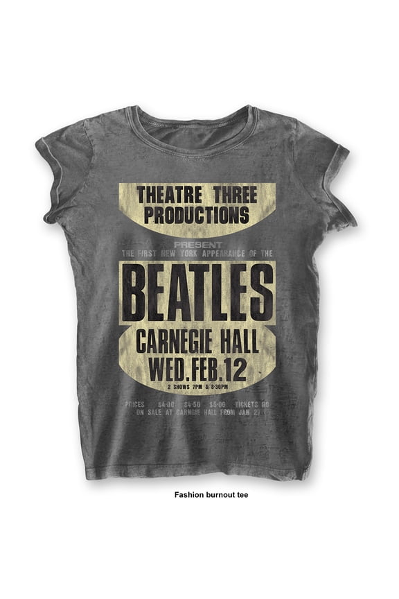The Beatles Ladies T-Shirt: Carnegie Hall (Burnout) (Medium)
