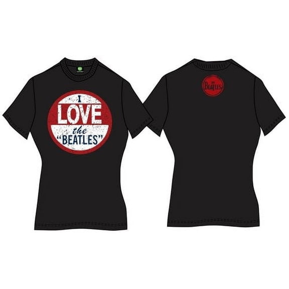 The Beatles Ladies T-Shirt: I Love The Beatles (Back Print) (Large)