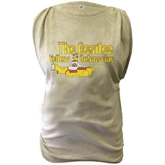 The Beatles Ladies T-Shirt: Yellow Submarine (Discharge Print/Oil Wash) (Medium)