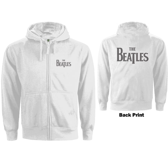 The Beatles Ladies Zipped Hoodie: Drop T Logo (Back Print) (Medium)