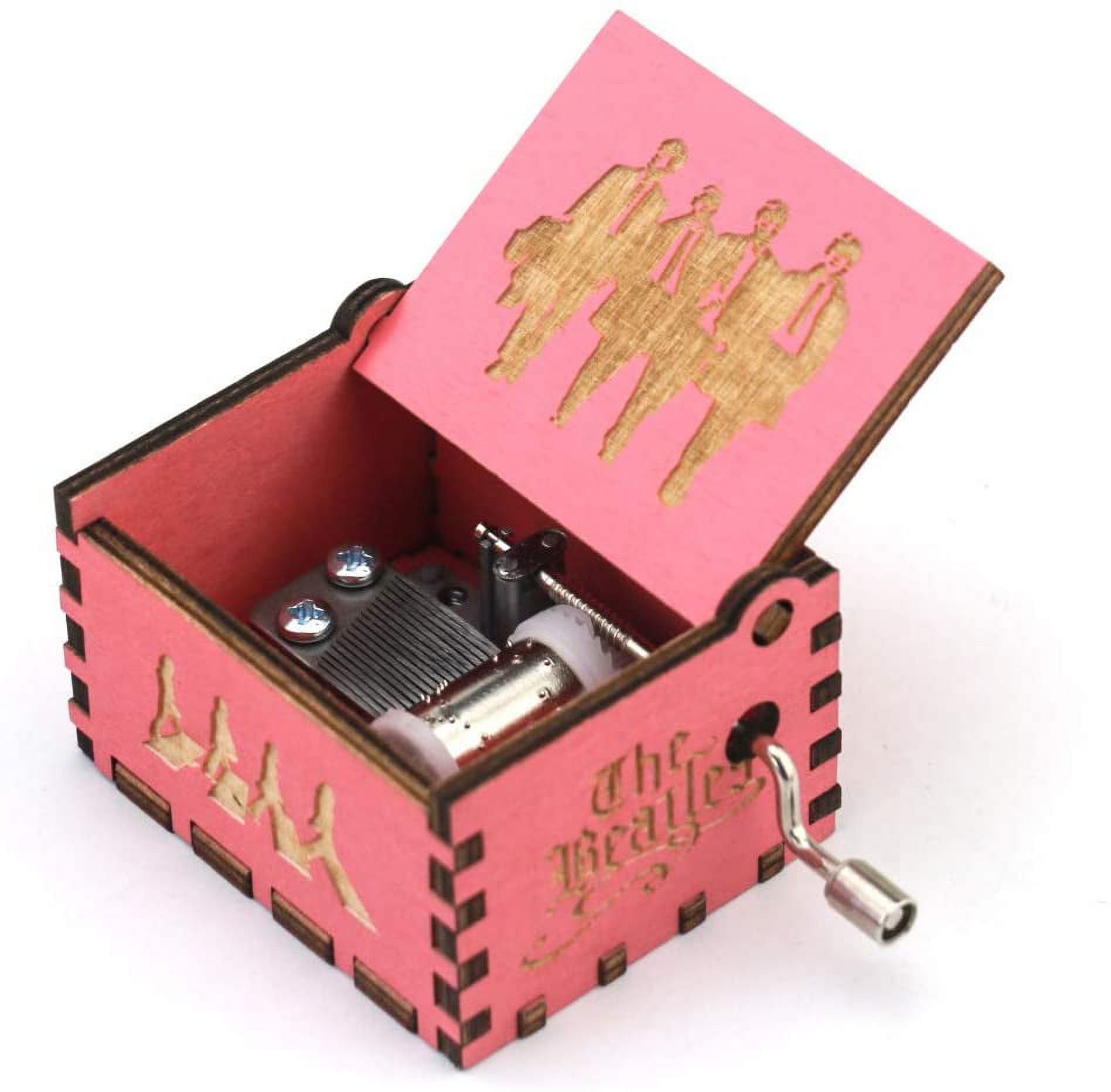 The Beatles Music Box Hand Crank Musical Box Engraved Wood Musical