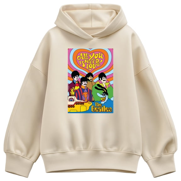 The Beatles - All You Need Is Love - Ladies Oversized Fleece Hoodie Sweatshirt