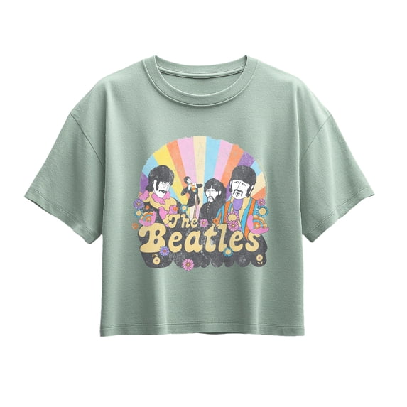 The Beatles - Rainbow Circle Portrait Logo Girls' Short Sleeve Boxy Graphic T-Shirt
