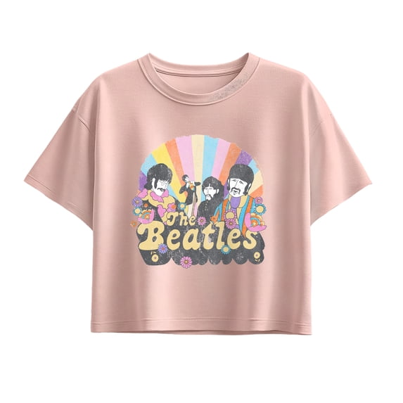 The Beatles - Rainbow Circle Portrait Logo Girls' Short Sleeve Boxy Graphic T-Shirt