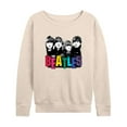 thumbnail image 1 of The Beatles - Rainbow Logo with Group Members Women's Lightweight French Terry Wide Neck Long Sleeve Graphic Shirt, 1 of 6