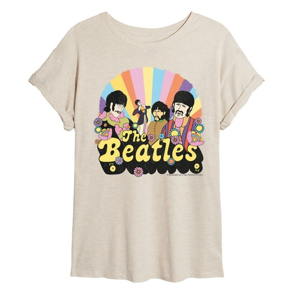 The Beatles - Retro Floral Relaxed Fit T-Shirt