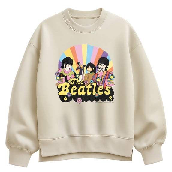 The Beatles - Retro Floral Women's Oversized Fleece Crew Sweatshirt