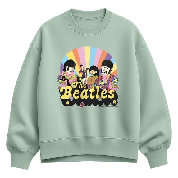 The Beatles - Retro Floral Women's Oversized Fleece Crew Sweatshirt
