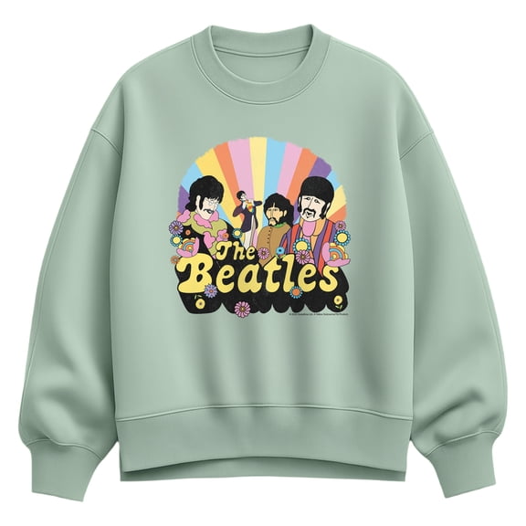 The Beatles - Retro Floral - Women's Oversized Fleece Crew Sweatshirt