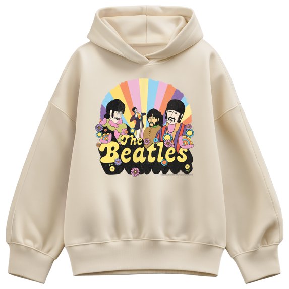 The Beatles - Retro Floral - Women's Oversized Fleece Hoodie Sweatshirt