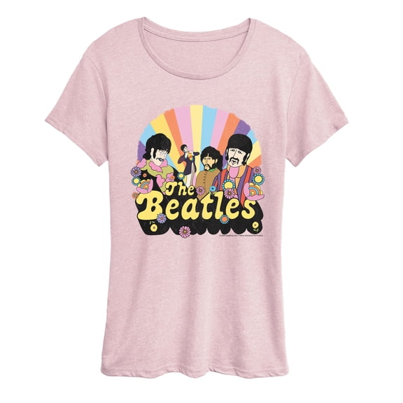 The Beatles - Retro Floral - Women's Short Sleeve Graphic T-Shirt