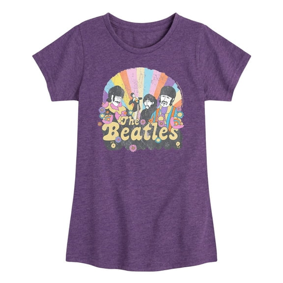 The Beatles - Retro Flower Illustration - Girls Toddler And Youth Short Sleeve Graphic T-Shirt