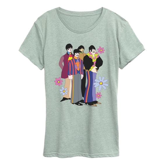 The Beatles - Retro Flowers - Women's Short Sleeve Graphic T-Shirt