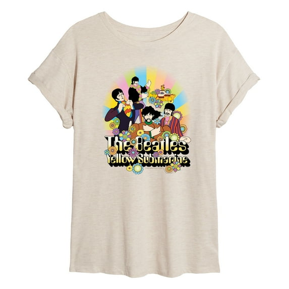 The Beatles - Submarine Flowers - Juniors Oversized Graphic T-Shirt