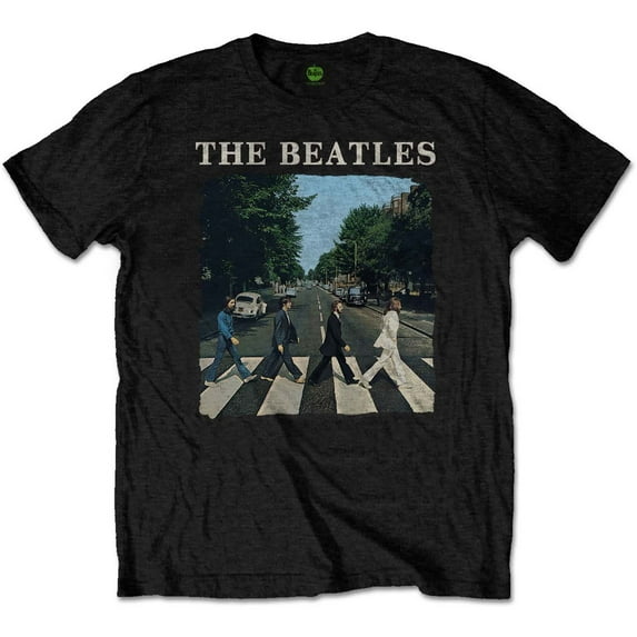 The Beatles T Shirt Abbey Road Crossing Band Logo Official Mens New Black