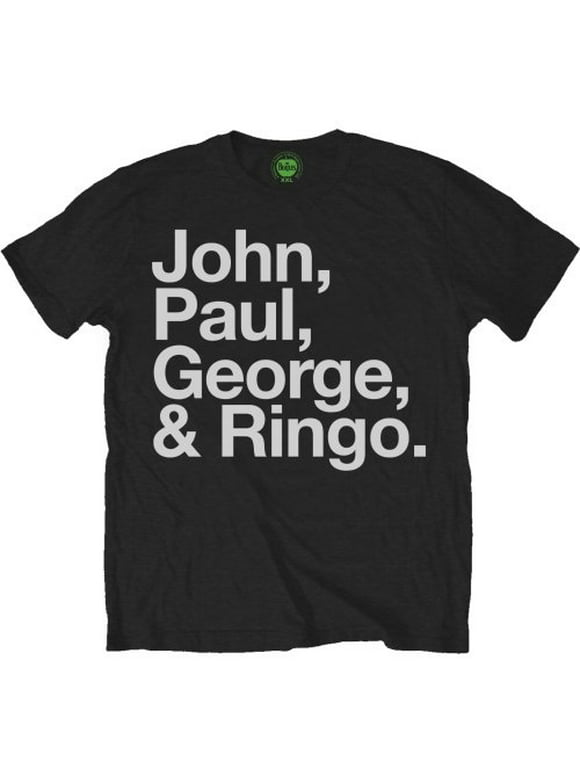 Beatles Men's John, Paul, George, & Ringo T-shirt Small Black