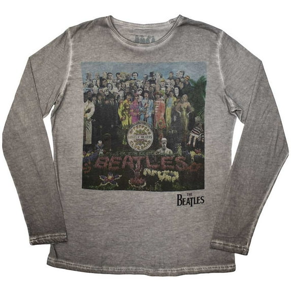 The Beatles Unisex Long Sleeve T-Shirt: Sgt Pepper Stone Wash (Medium)