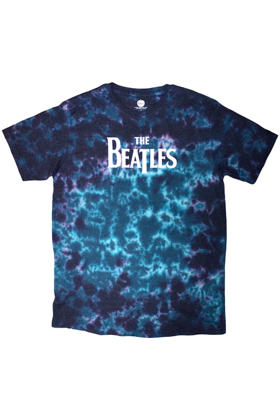 The Beatles Unisex T-Shirt Drop T Logo (Blue) (Wash Collection) (XX-Large)