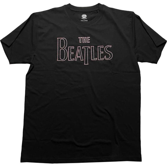 The Beatles Unisex T-Shirt Drop T Logo (Embroidered) (Large)