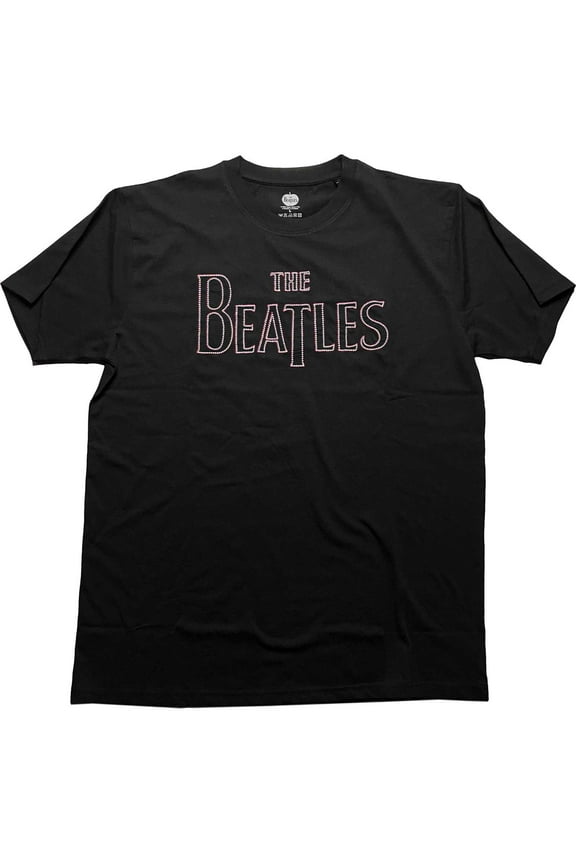 The Beatles Unisex T-Shirt Drop T Logo (Embroidered) (Small)