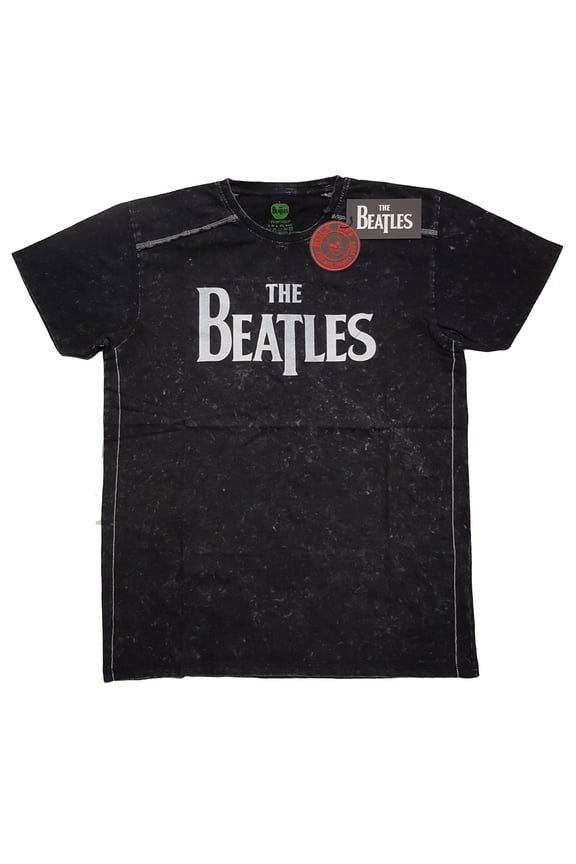 The Beatles Unisex T-Shirt Drop T Logo (Wash Collection) (Large)