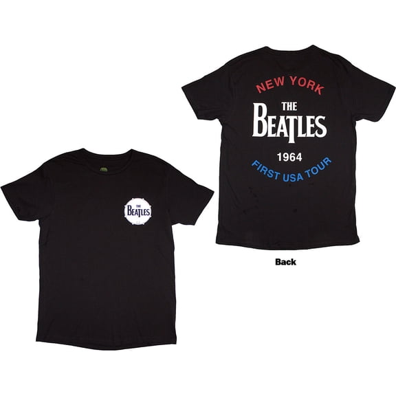 The Beatles Unisex T-Shirt New York 1964 (Black) (Back Print) (Medium)