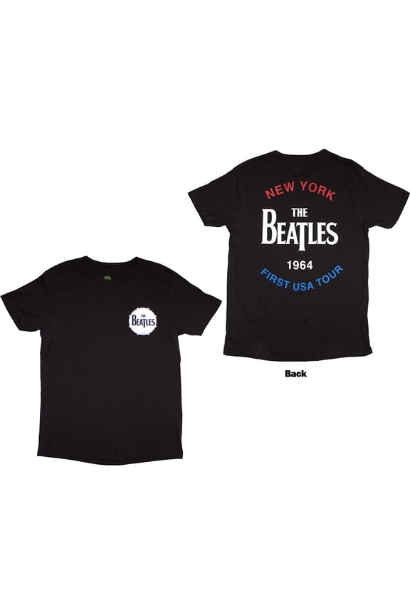 The Beatles Unisex T-Shirt New York 1964 (Black) (Back Print)