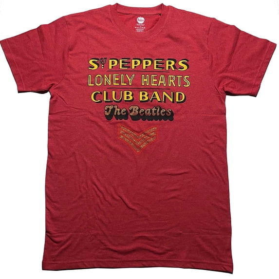 The Beatles Unisex T-Shirt Sgt Pepper Stacked (Diamante) (Medium)