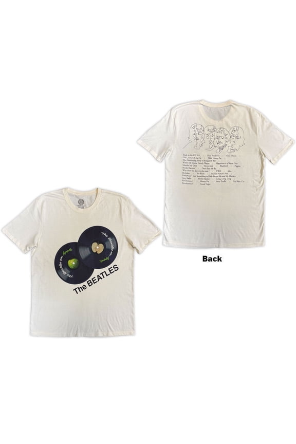 The Beatles Unisex T-Shirt: The Beatles On Apple (Natural) (Back Print)