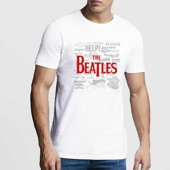 The Beatles Unisex T-Shirt Titles & Logos (Puff Print) (Large)