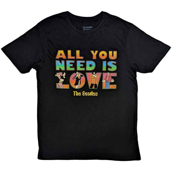 The Beatles Unisex T-Shirt: Yellow Submarine All You Need Is Love Stacked (X-Large)