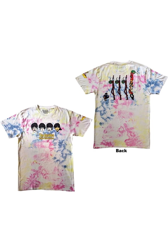 The Beatles Unisex T-Shirt: Yellow Submarine Heads & Apple Bonkers (Back Print & Wash Collection)