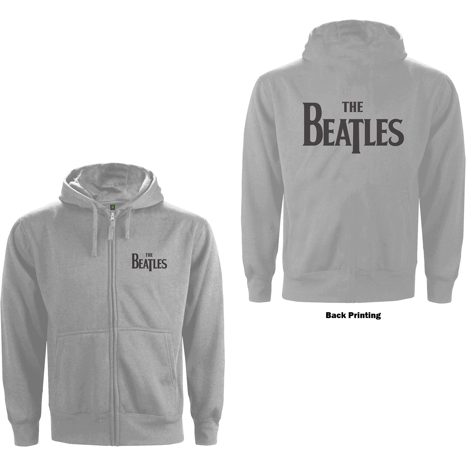 The Beatles Unisex Zipped Hoodie Sweatshirt Drop T Logo (Back Print)  (X-Large)
