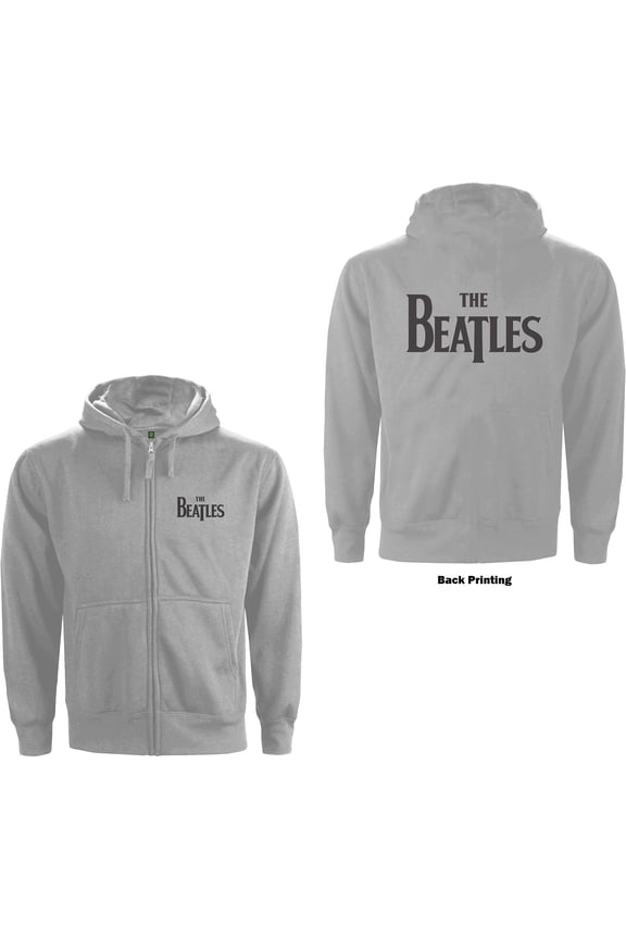 The Beatles Unisex Zipped Hoodie Sweatshirt Drop T Logo (Back Print) (Medium)